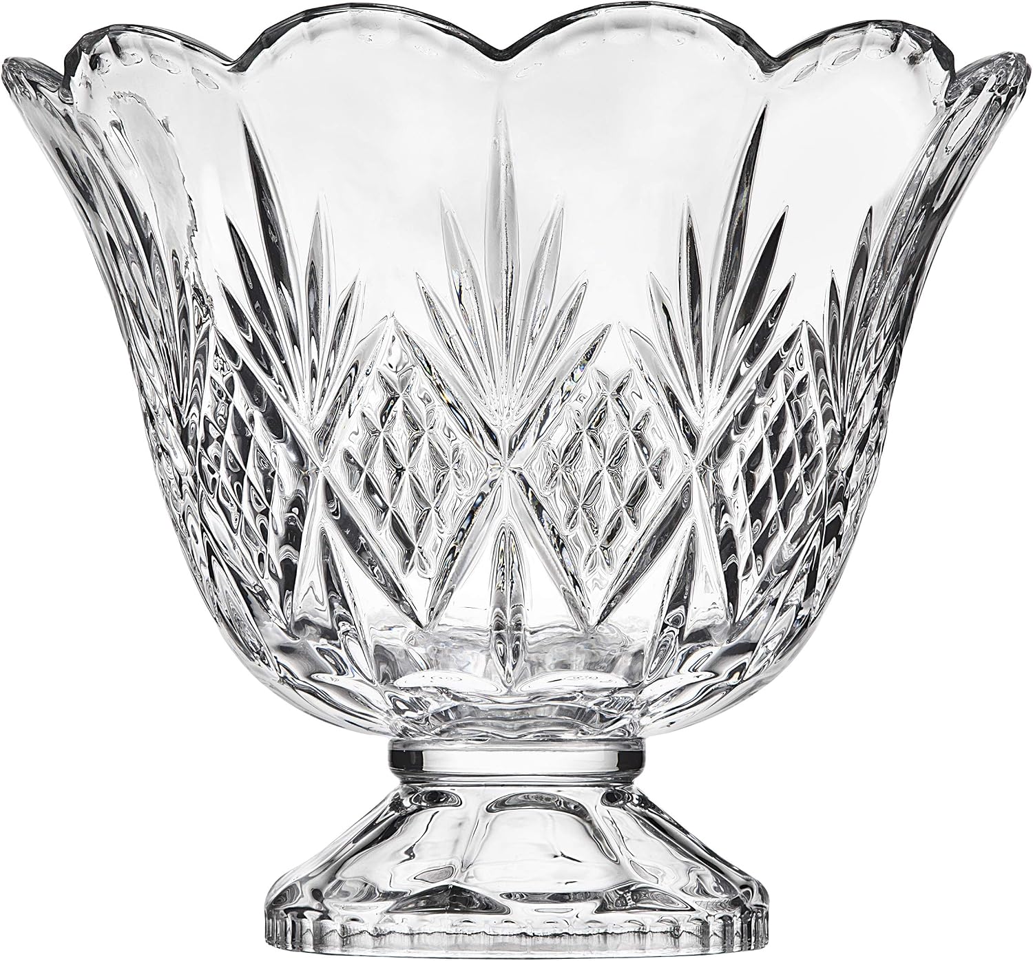 Godinger Dublin Crystal Punch Bowl Set with 8 Cups and Ladle - 10 Piece Set